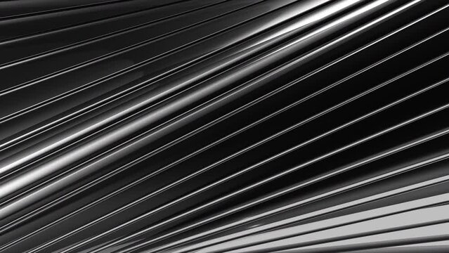 Abstract wavy moving metallic shapes animation. Metal elements forming interresting surface pattern. Seamless looping animation.