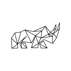rhino origami line art logo template © Locho99