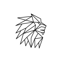 Lion head origami line art logo vector template