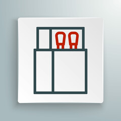Line Open matchbox and matches icon isolated on white background. Colorful outline concept. Vector