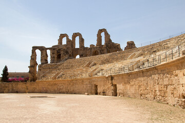 The Amphitheatre of El Jem is an oval amphitheatre in the modern-day city of El Djem, Tunisia, formerly Thysdrus in the Roman province of Africa.