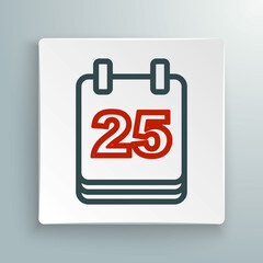 Line Christmas day calendar icon isolated on white background. Event reminder symbol. Merry Christmas and Happy New Year. Colorful outline concept. Vector