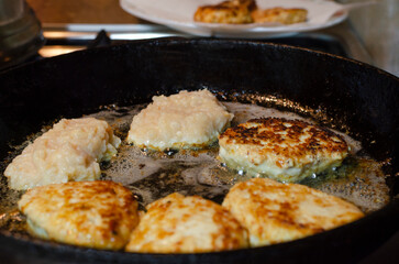 Hot cutlets in a pan