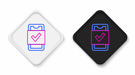 Line Mobile phone shopping icon isolated on white background. Online buying symbol. Supermarket basket symbol. Colorful outline concept. Vector