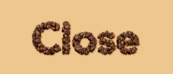 Coffee beans arranged in the word 
