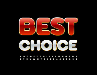 Vector promo Banner Best Choice. Trendy Stylish Font. White and Gold Alphabet Letters and Numbers set. 