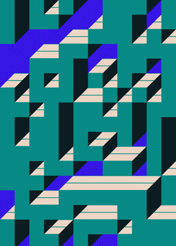 Implementation of Edward Zajec&rsquo;s &ldquo;Il Cubo&rdquo; from 1971. Essentially a Truchet tile set of 8 tiles and rules for placement art illustration
