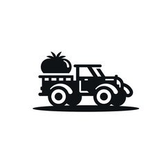 Farmer Pickup truck Sign. Tomato logo design.