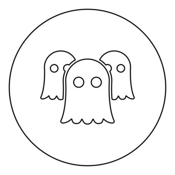 Spirits Ghosts icon in circle round black color vector illustration image outline contour line thin style