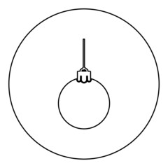 New Year toy icon in circle round black color vector illustration image outline contour line thin style