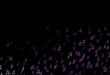 Dark Pink, Blue vector backdrop with music notes.