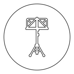 Music stand easel Reading-stand icon in circle round black color vector illustration image outline contour line thin style
