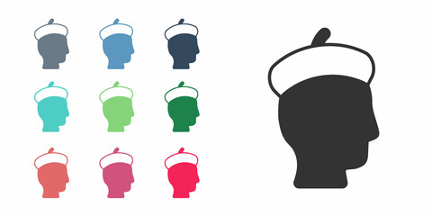 Black French man icon isolated on white background. Set icons colorful. Vector