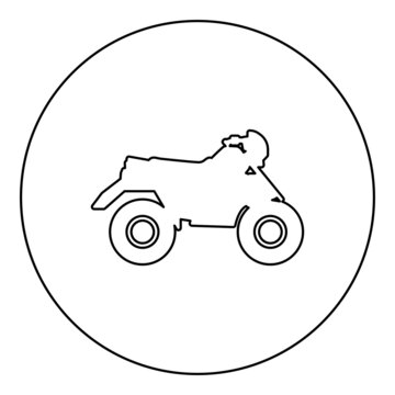 Quad bike ATV moto for ride racing all terrain vehicle icon in circle round black color vector illustration image outline contour line thin style
