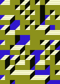 Implementation of Edward Zajec&rsquo;s &ldquo;Il Cubo&rdquo; from 1971. Essentially a Truchet tile set of 8 tiles and rules for placement art illustration
