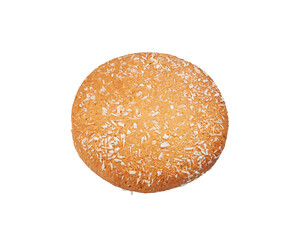 Protein cookies with coconut. View from above. White background. Isolated.