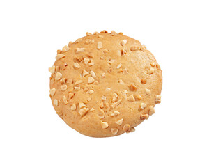 Protein cookies with chopped peanuts. View from above. White background. Isolated.