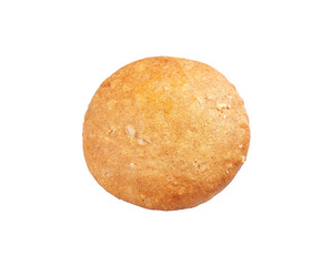 Protein cookies with hazelnuts. View from above. White background. Isolated.
