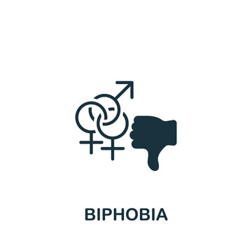 Biphobia icon. Monochrome simple Lgbt icon for templates, web design and infographics
