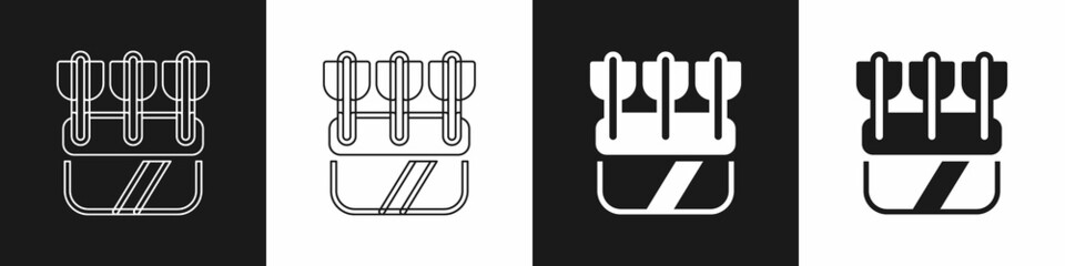 Set Quiver with arrows icon isolated on black and white background. Vector