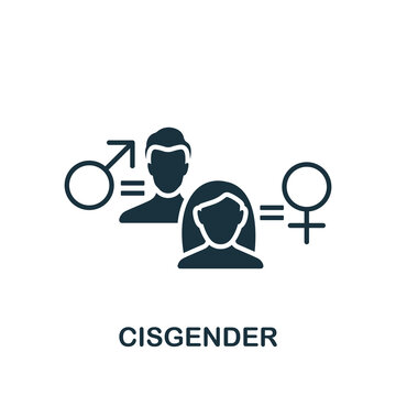 Cisgender icon. Monochrome simple Lgbt icon for templates, web design and infographics