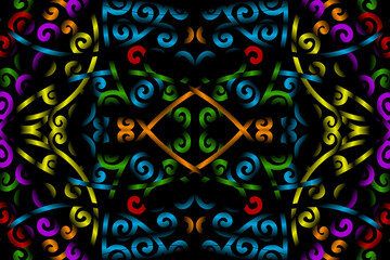 seamless circular circle candy colour caleidoscope gradient flower art pattern of indonesian traditional tenun batik ethnic dayak ornament for wallpaper ads background 