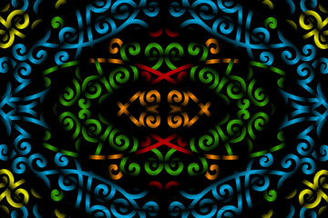 seamless circular circle candy colour caleidoscope gradient flower art pattern of indonesian traditional tenun batik ethnic dayak ornament for wallpaper ads background 