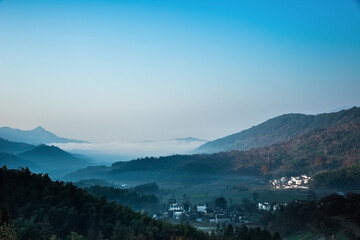 The ancient buildings and tourist beauty of ancient villages are in Anhui Province, China