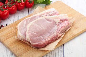 Raw pork t-bone steak for grill