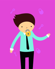 Man with a lock on his mouth