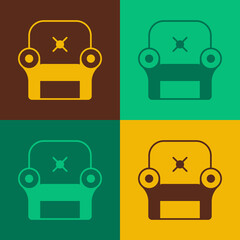 Pop art Armchair icon isolated on color background. Vector