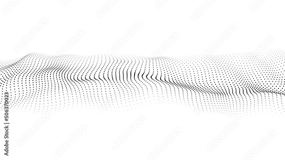Aufkleber digital wave with dots on the white background. the futuristic abstract structure of network connect