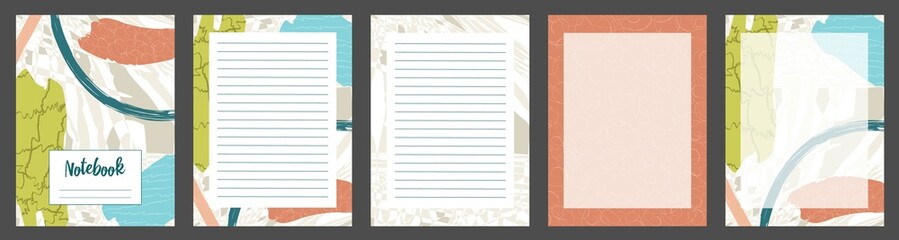 Set of page templates. Abstract Backgrounds for notebooks, notepads, diaries.