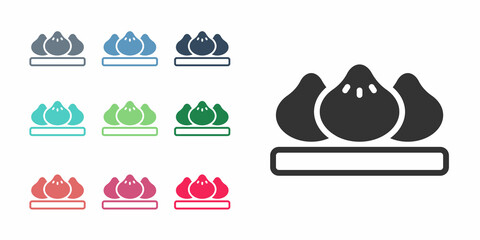Black Dumpling icon isolated on white background. Traditional chinese dish. Set icons colorful. Vector