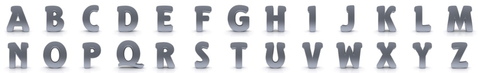 Alphabet letters silver 3d signs