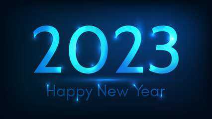 2023 Happy New Year neon background