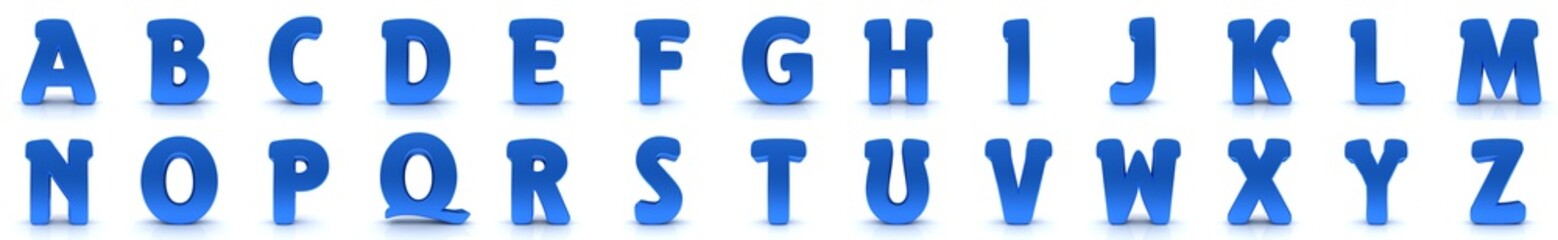 Letters blue alphabet capital letters 3d signs