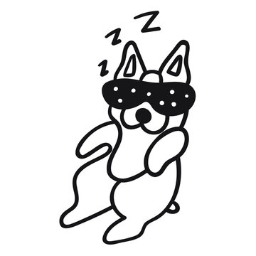 Outline icon. Cute sleeping dog. Vector illustration on white background.