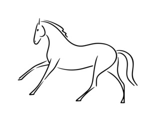 Horse line design silhouette. Hand drawn minimalism style vector illustration