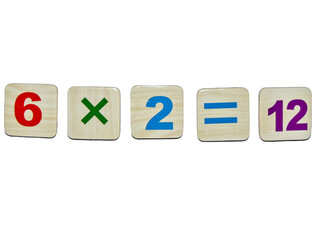 multiplication operation with colored numbers - mathematics