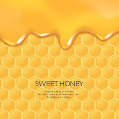 Background with honeycombs and honey