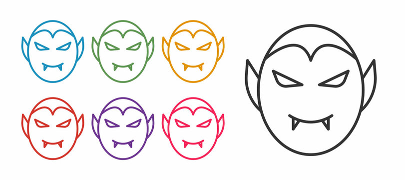 Set line Vampire icon isolated on white background. Happy Halloween party. Set icons colorful. Vector