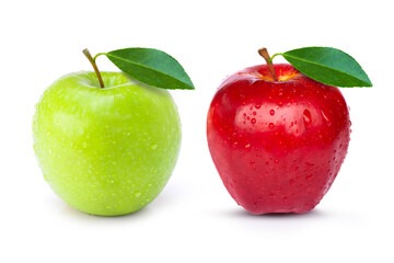 red and green apples isolated on white