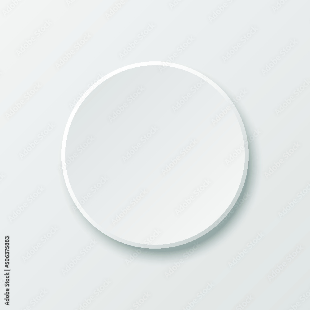 Poster blank circle button isolated on a gray background. 3d rendering