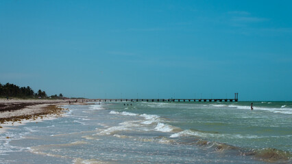 El cuyo beach, Yucatan with wings in the sky