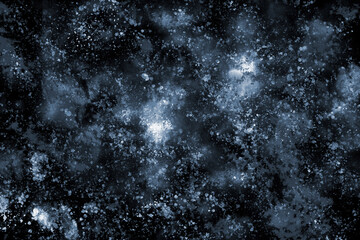 Monochrome watercolor abstract background. Light watercolor stains and splashes on a dark background. Illustration.