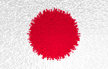 3d illustration of Japanese flag. The flag of Japan is white and red.