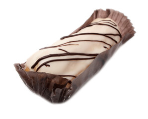 Eclair isolated on white background.