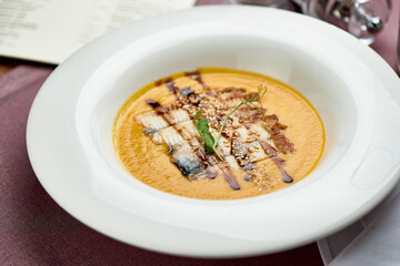 pumpkin cream soup with eel unagi