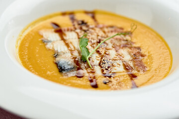 pumpkin cream soup with eel unagi